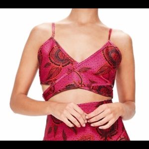 MissGuided Wrap Strap Floral Pink Bandage Crop Top